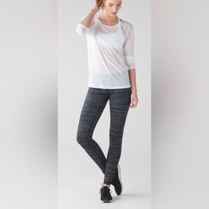 Lululemon Wunder Under Mid-Rise Tights - Striped Heathered Gray